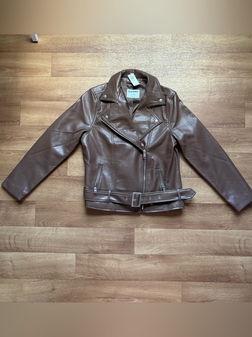Old Navy Brown Faux Leather Moto Jacket - Picture 2 of 6